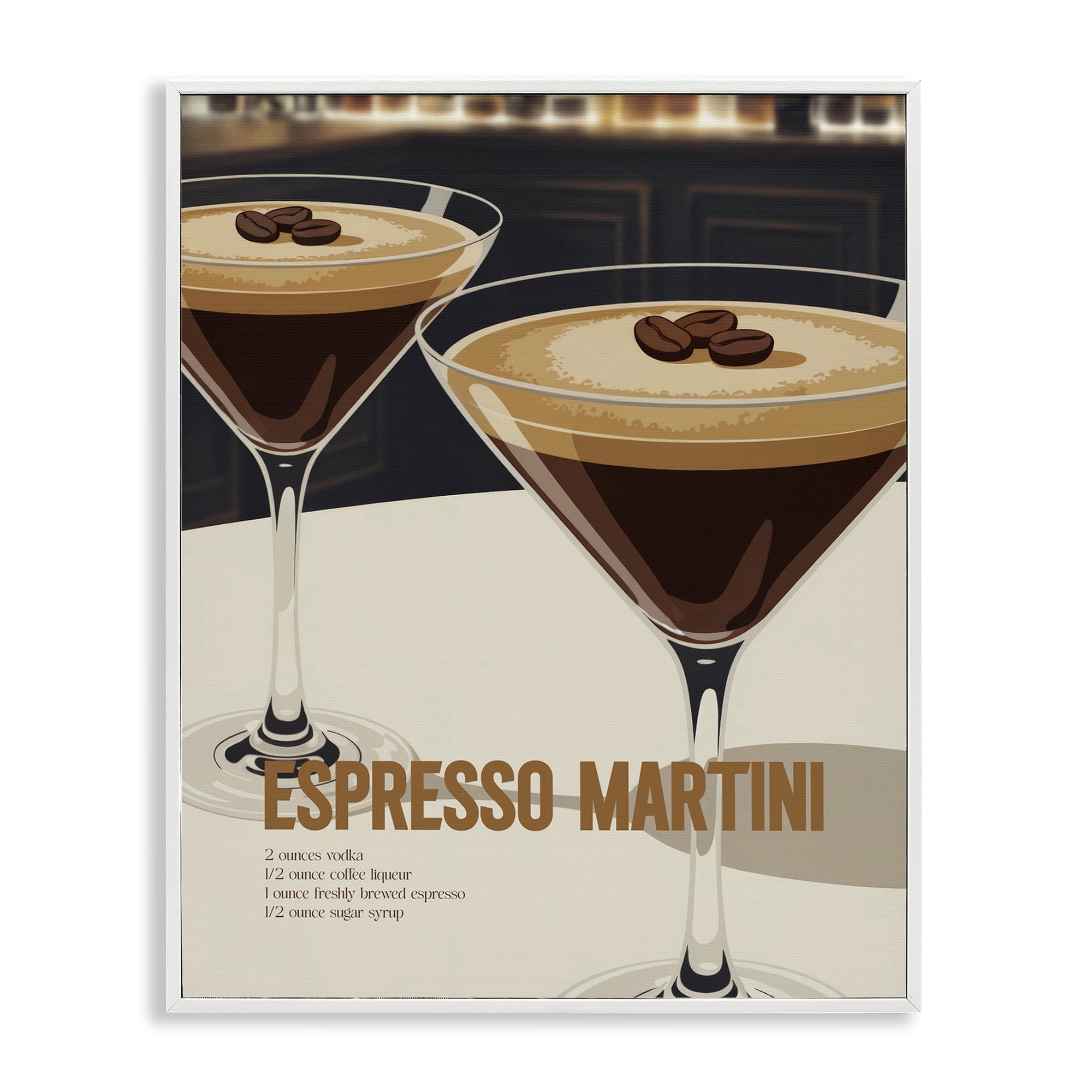 Stupell Industries Sleek Modern Espresso Martini White Framed Giclee Art, design by Andreas Magnusson