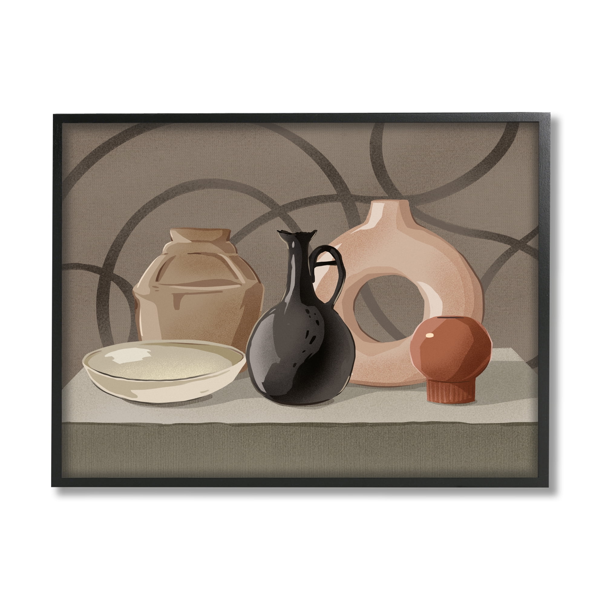 Stupell Industries Sleek Pottery Vase Still Life Spiral Pattern Framed Wall Art, 14 x 11, Design by Ziwei Li