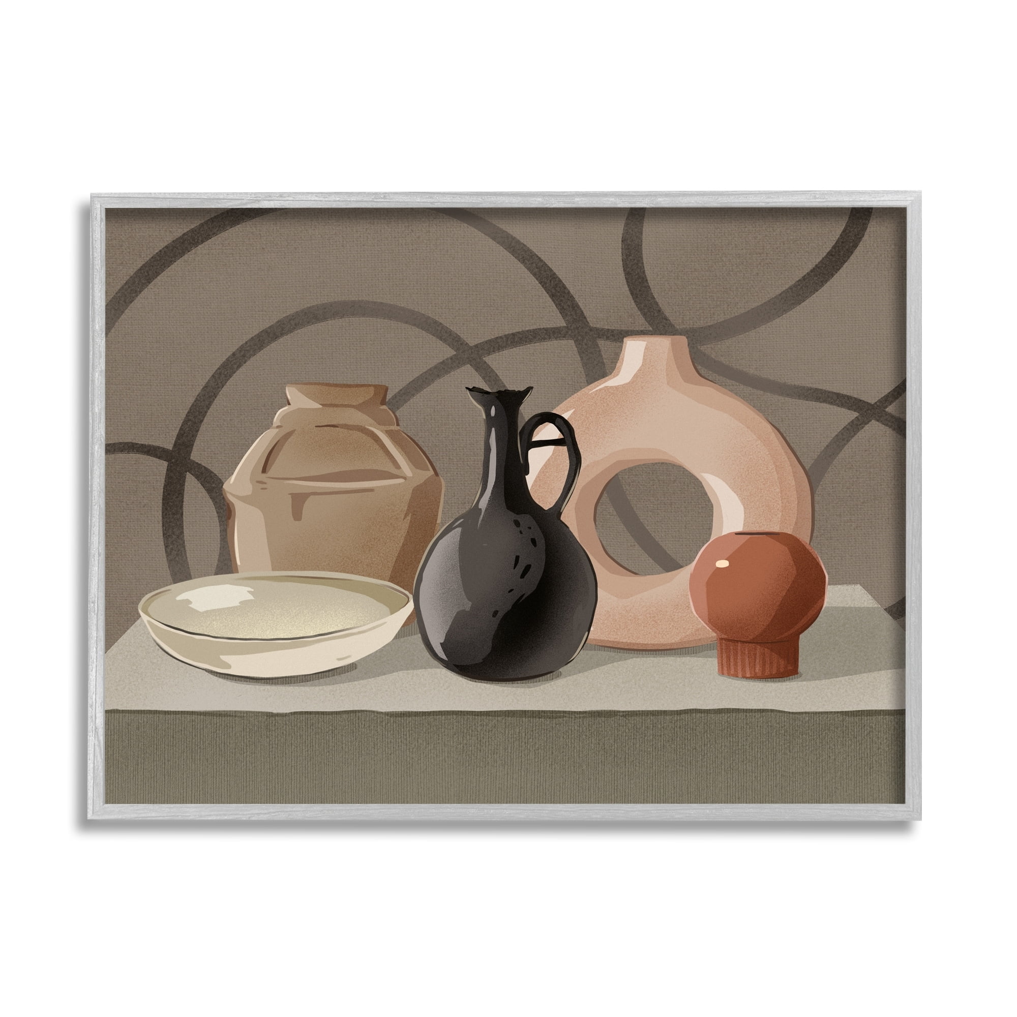 Stupell Industries Sleek Pottery Vase Still Life Spiral Pattern Framed Wall Art, 30 x 24, Design by Ziwei Li