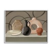 Stupell Industries Sleek Pottery Vase Still Life Spiral Pattern Framed Wall Art, 30 x 24, Design by Ziwei Li