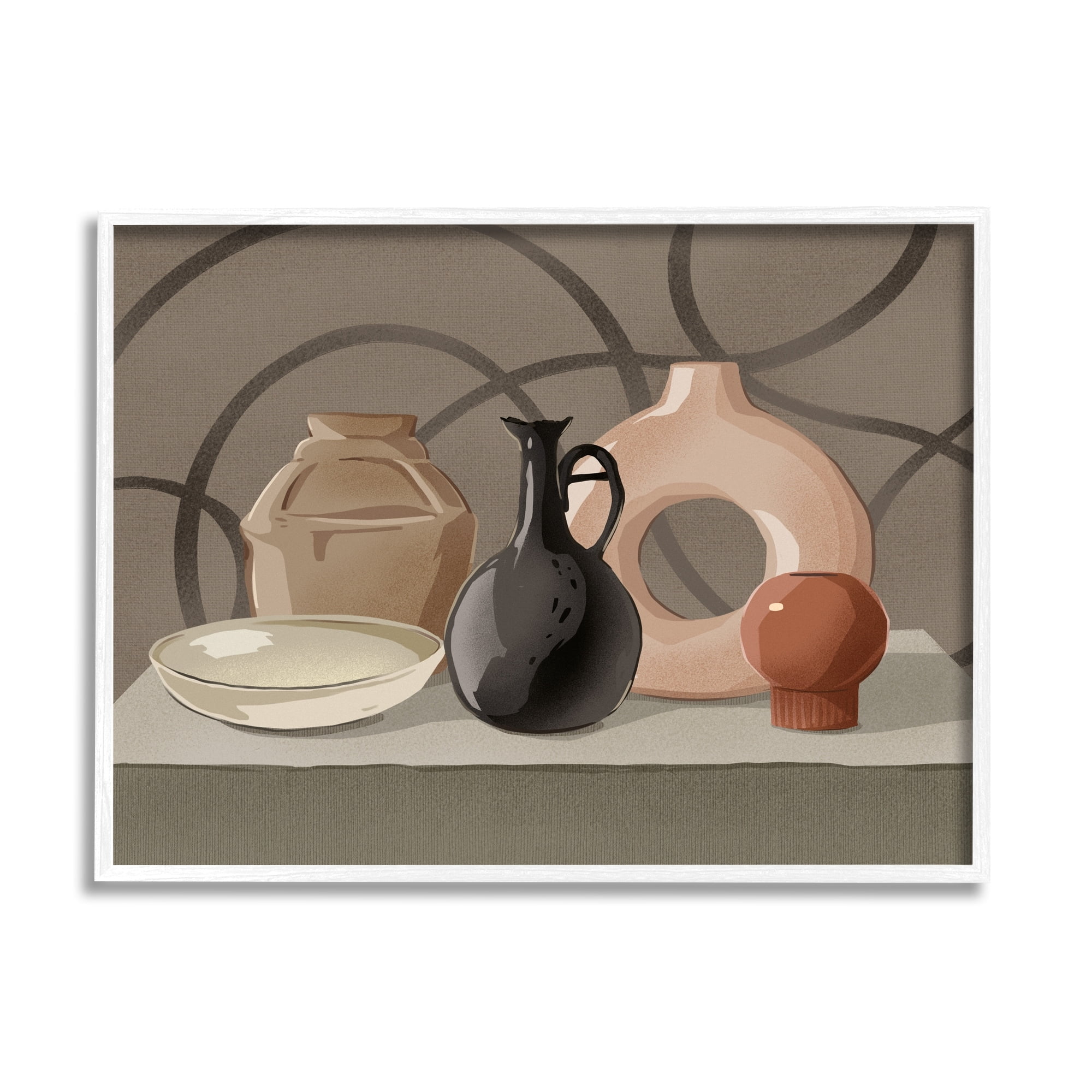 Stupell Industries Sleek Pottery Vase Still Life Spiral Pattern Framed Wall Art, 30 x 24, Design by Ziwei Li