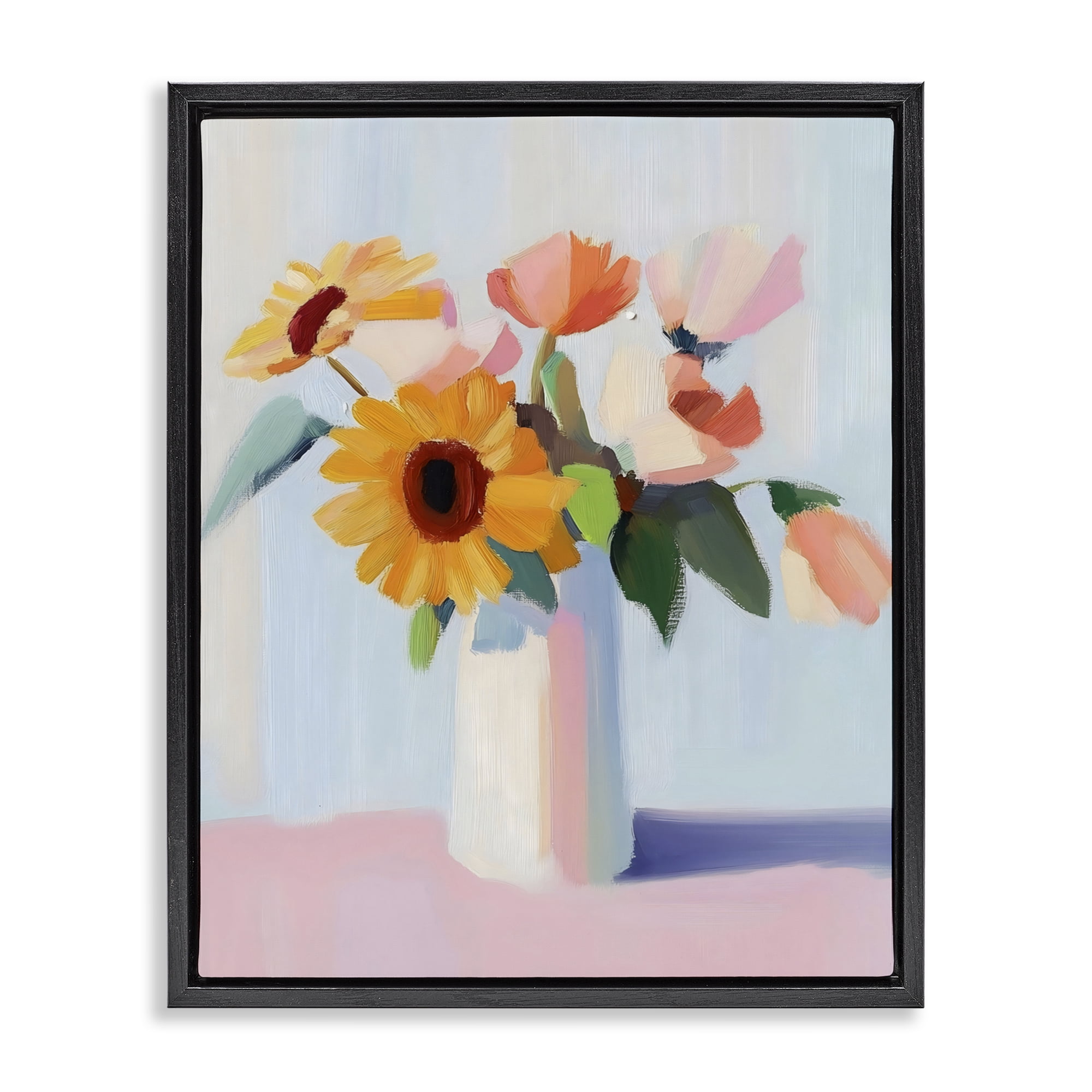 Stupell Industries Sleek Vase Bouquet Black Framed Floater Canvas Wall Art, design by The Prints Vibe
