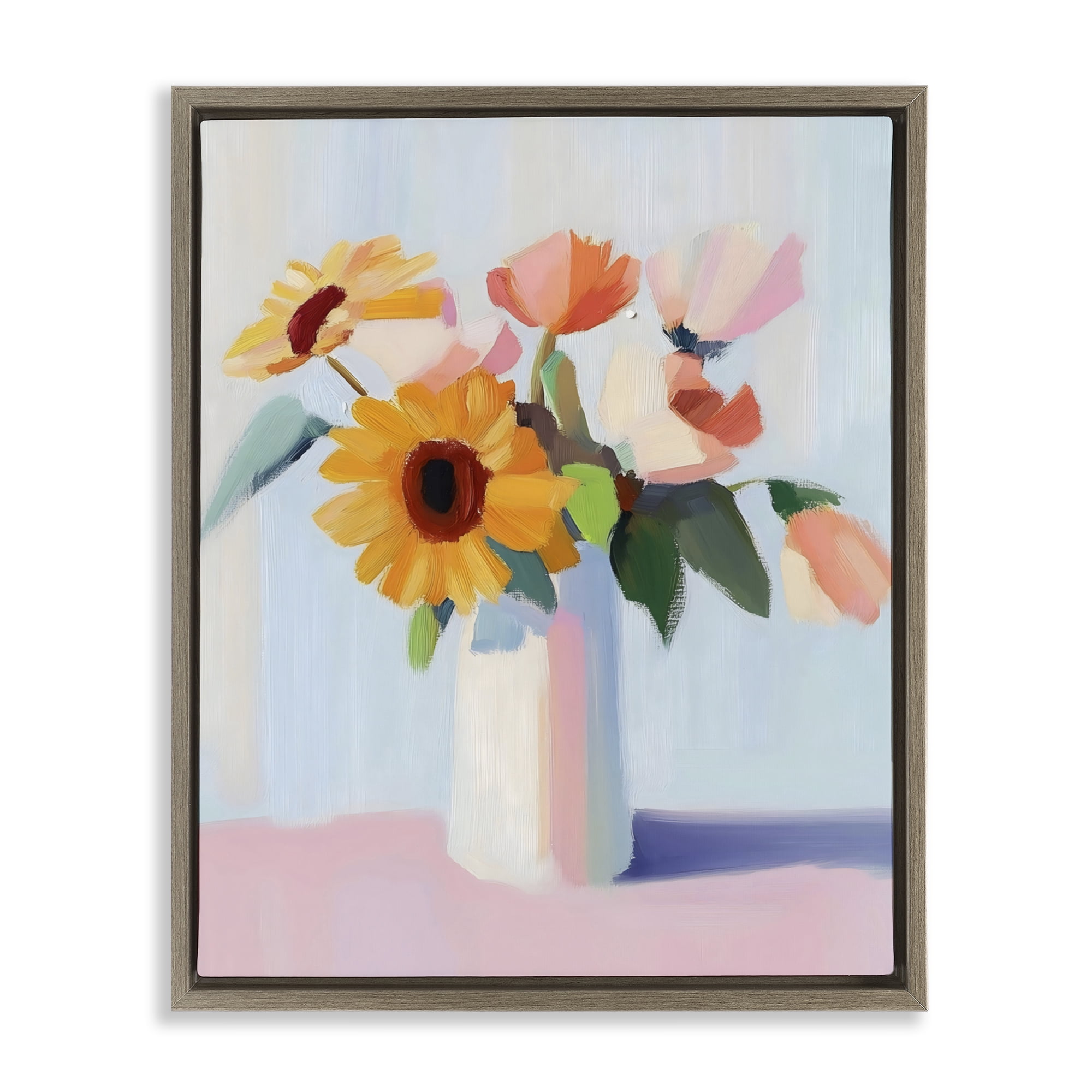 Stupell Industries Sleek Vase Bouquet Brown Framed Floater Canvas Wall Art, design by The Prints Vibe