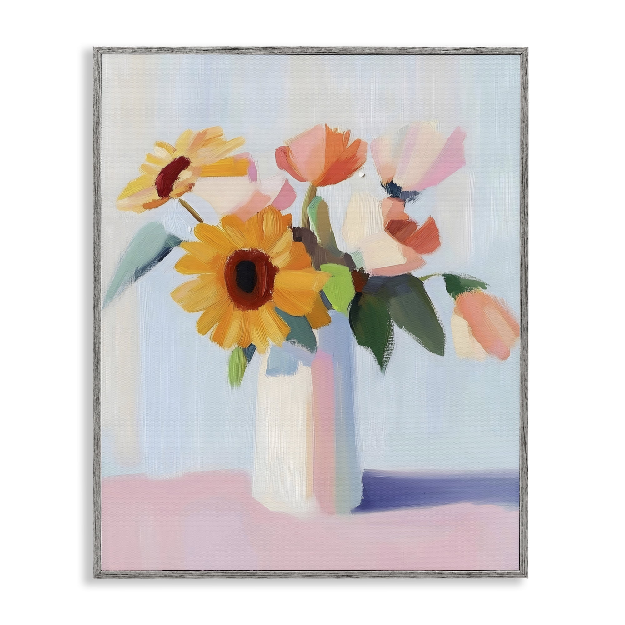 Stupell Industries Sleek Vase Bouquet Gray Framed Giclee Art, design by The Prints Vibe