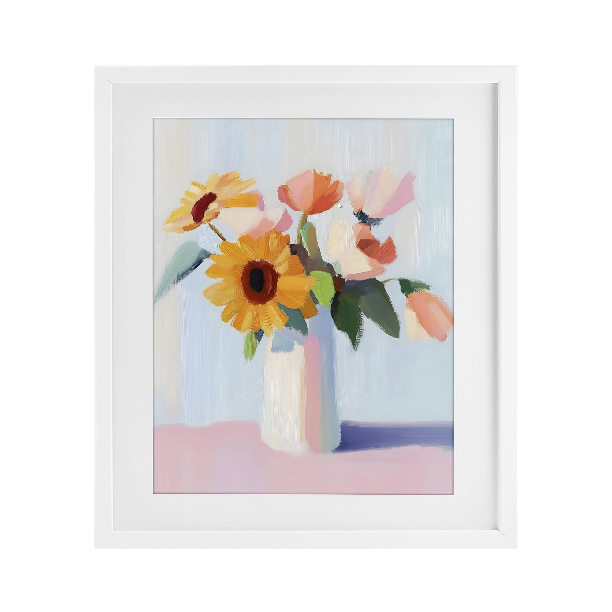 Stupell Industries Sleek Vase Bouquet White Framed Print Under Glass, design by The Prints Vibe