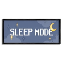 Stupell Industries Sleep Mode Pixel Phrase Nature Painting Black Framed Art Print Wall Art, 24 x 10