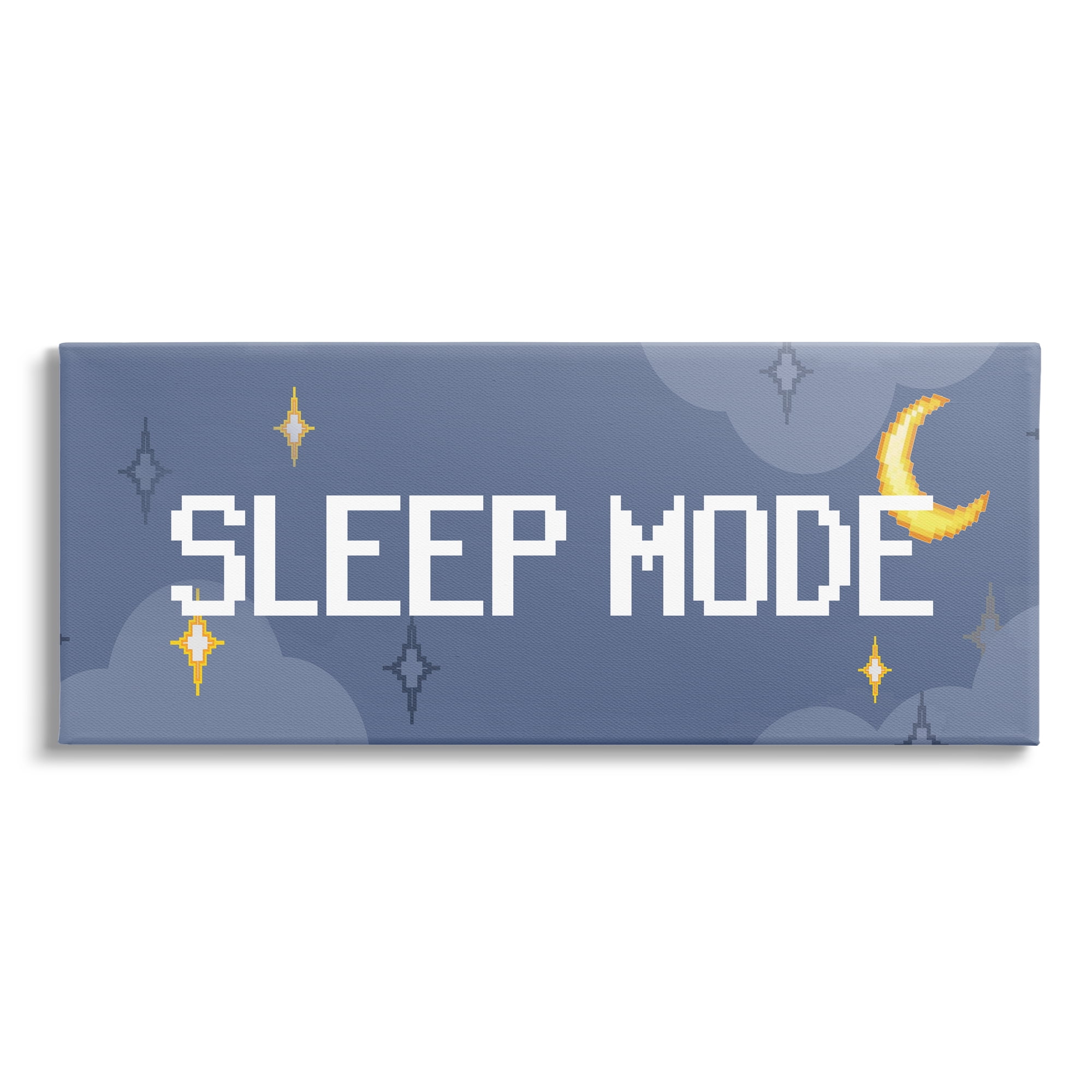 Stupell Industries Sleep Mode Pixel Phrase Nature Painting Gallery Wrapped Canvas Print Wall Art, 24 x 10
