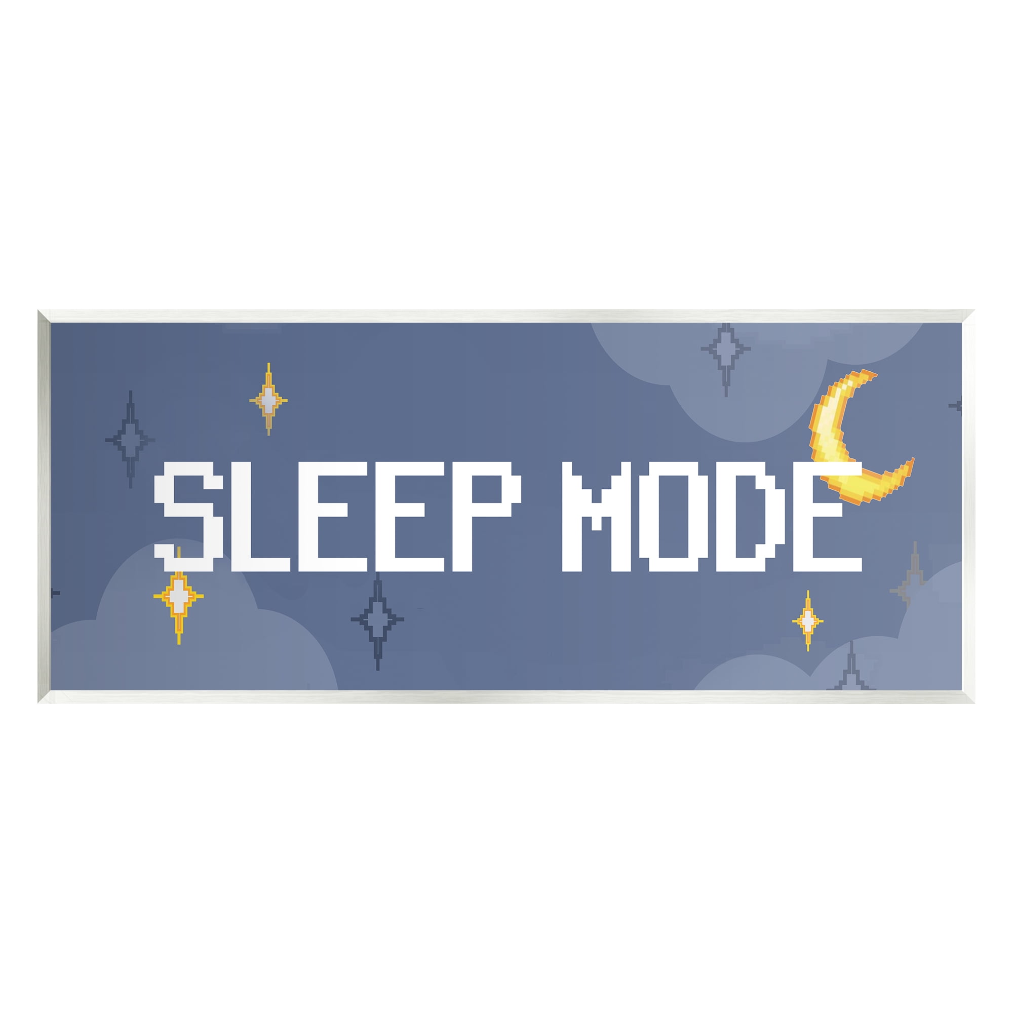 Stupell Industries Sleep Mode Pixel Phrase Nature Painting Unframed Art Print Wall Art, 17 x 7