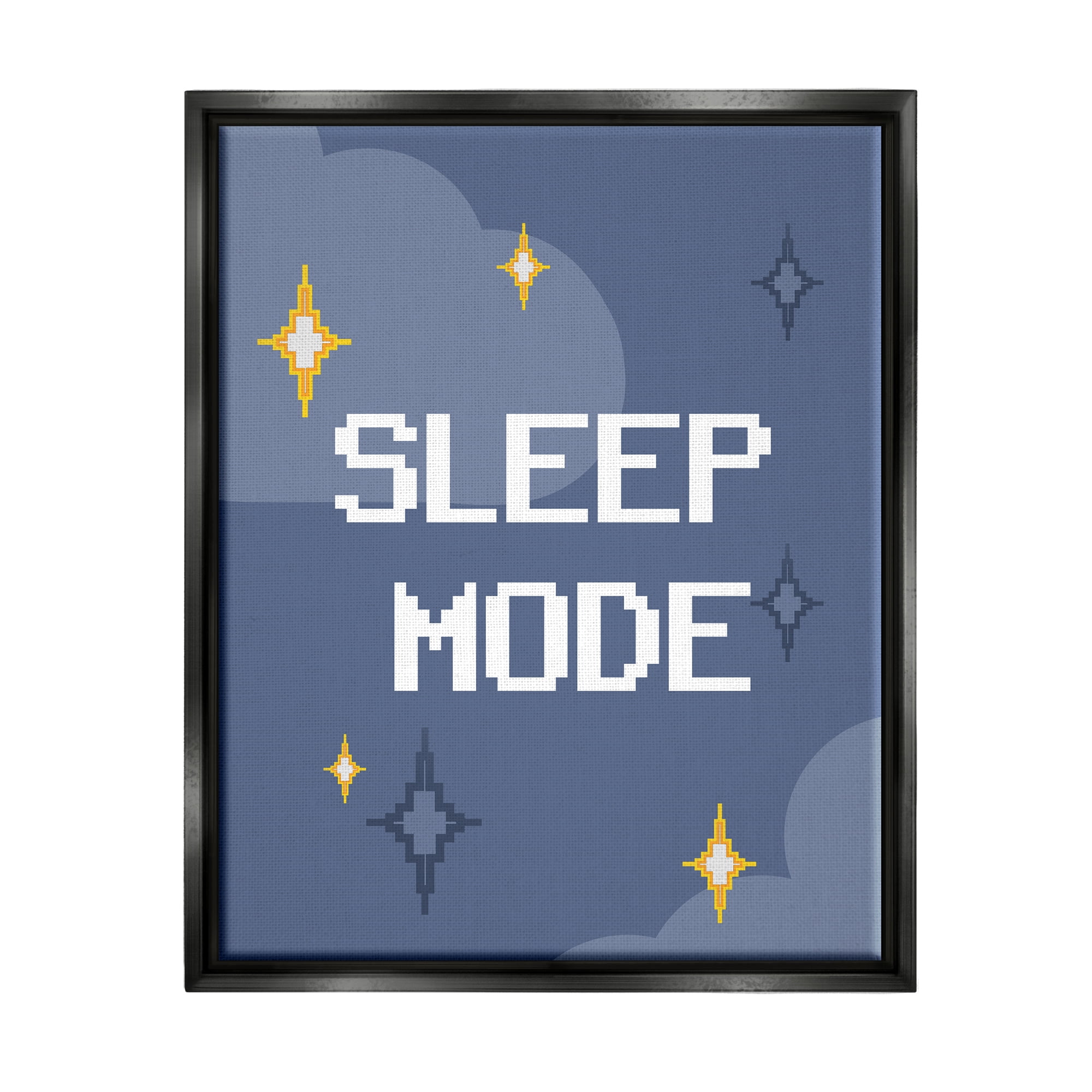Stupell Industries Sleep Mode Pixel Stars Nature Painting Black Floater Framed Art Print Wall Art, 17 x 21