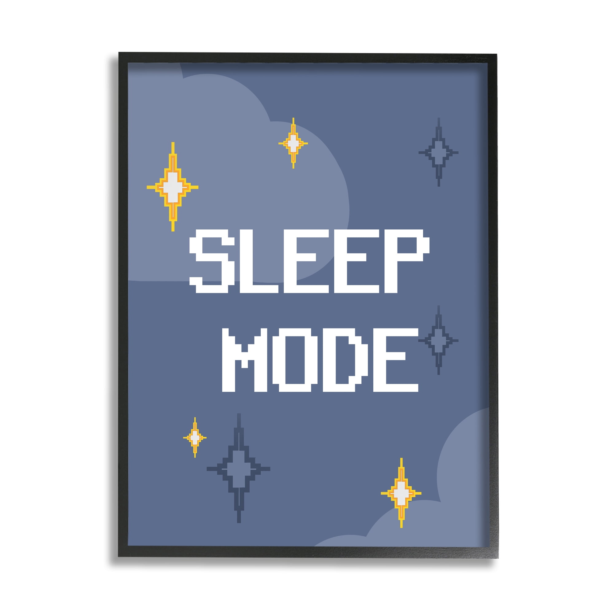 Stupell Industries Sleep Mode Pixel Stars Nature Painting Black Framed Art Print Wall Art, 24 x 30