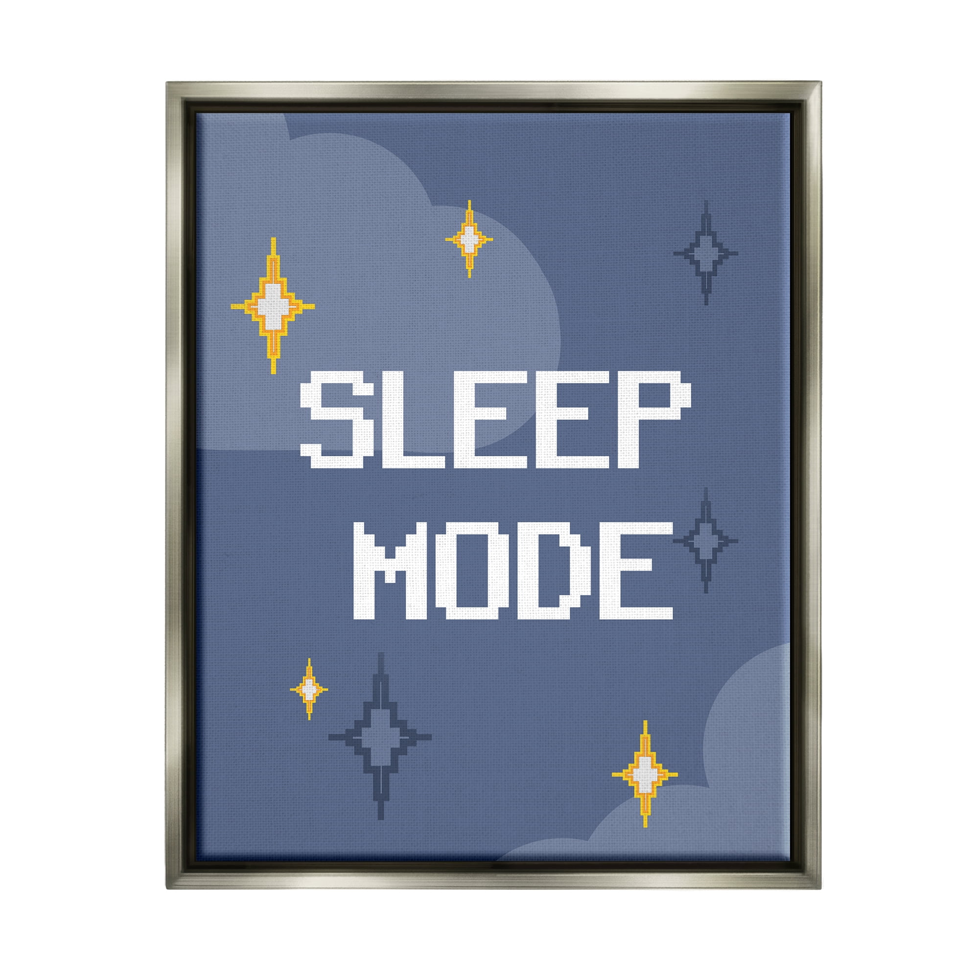 Stupell Industries Sleep Mode Pixel Stars Nature Painting Gray Floater Framed Art Print Wall Art, 17 x 21