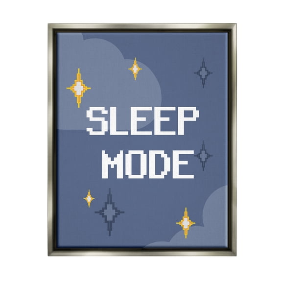 Stupell Industries Sleep Mode Pixel Stars Nature Painting Gray Floater Framed Art Print Wall Art, 17 x 21