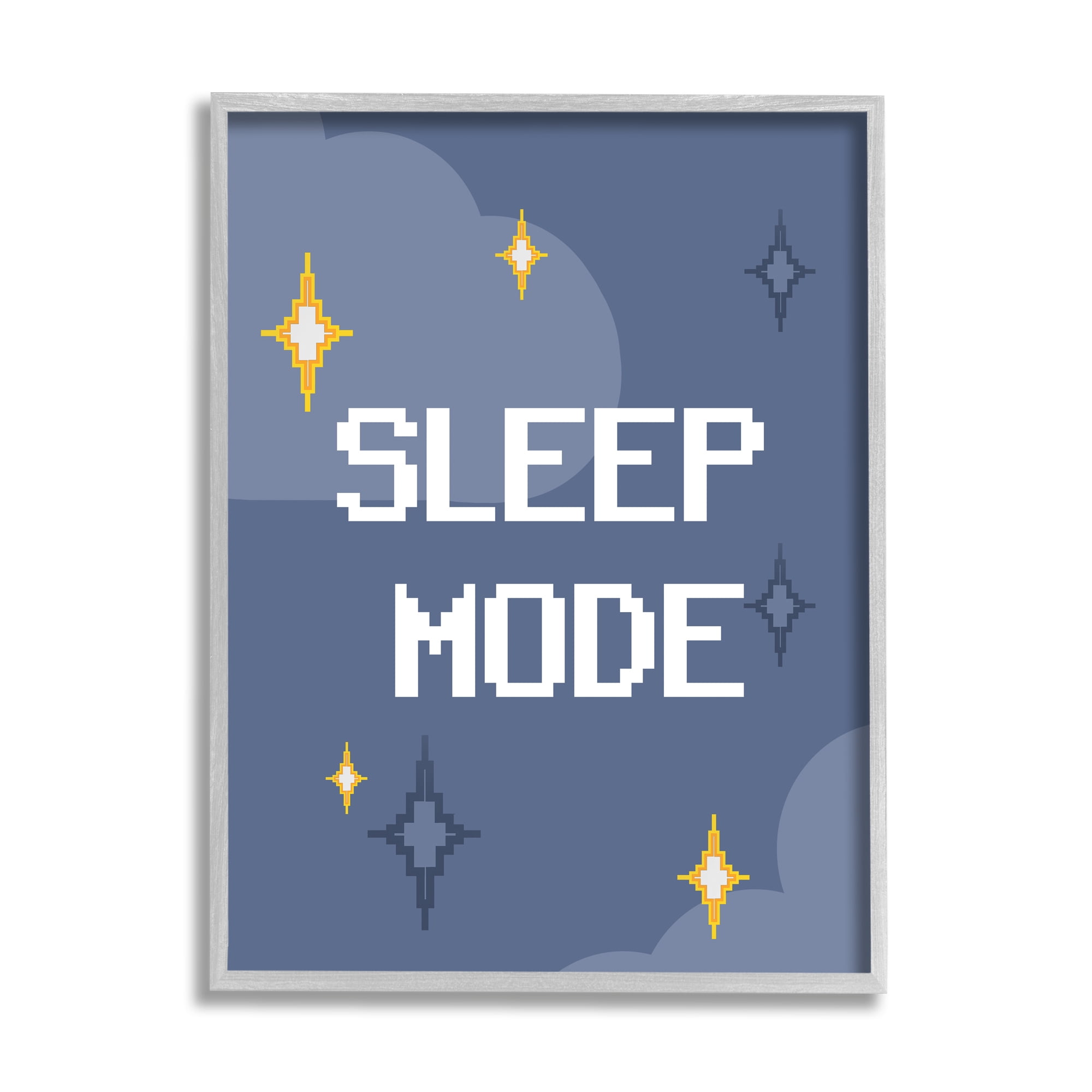 Stupell Industries Sleep Mode Pixel Stars Nature Painting Gray Framed Art Print Wall Art, 11 x 14