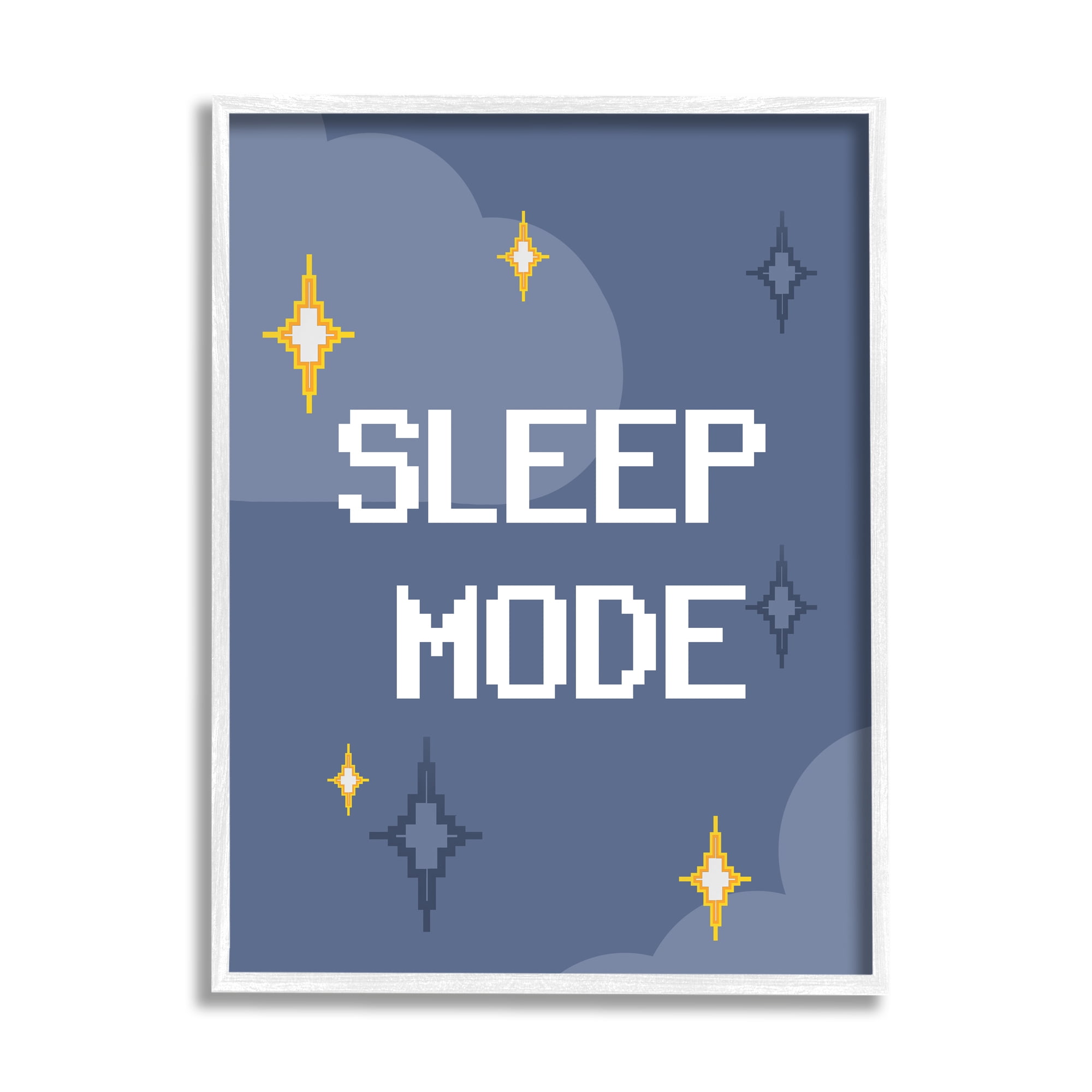 Stupell Industries Sleep Mode Pixel Stars Nature Painting White Framed Art Print Wall Art, 11 x 14