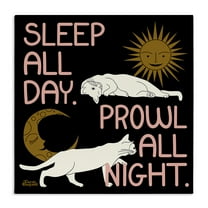 Stupell Industries Sleep & Prowl Cats Animals & Insects Painting Gallery Wrapped Canvas Art Print Wall Art, 17 x 17