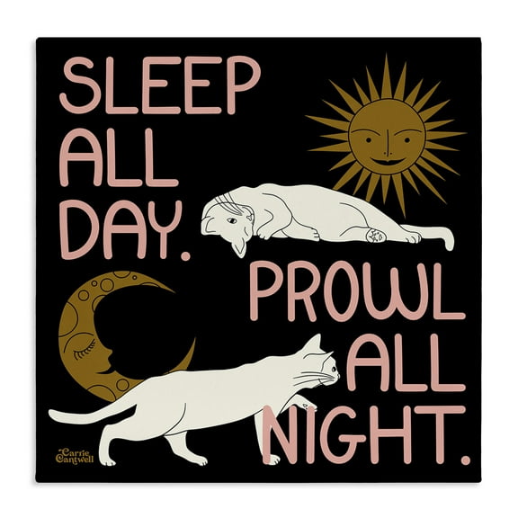 Stupell Industries Sleep & Prowl Cats Animals & Insects Painting Gallery Wrapped Canvas Art Print Wall Art, 17 x 17