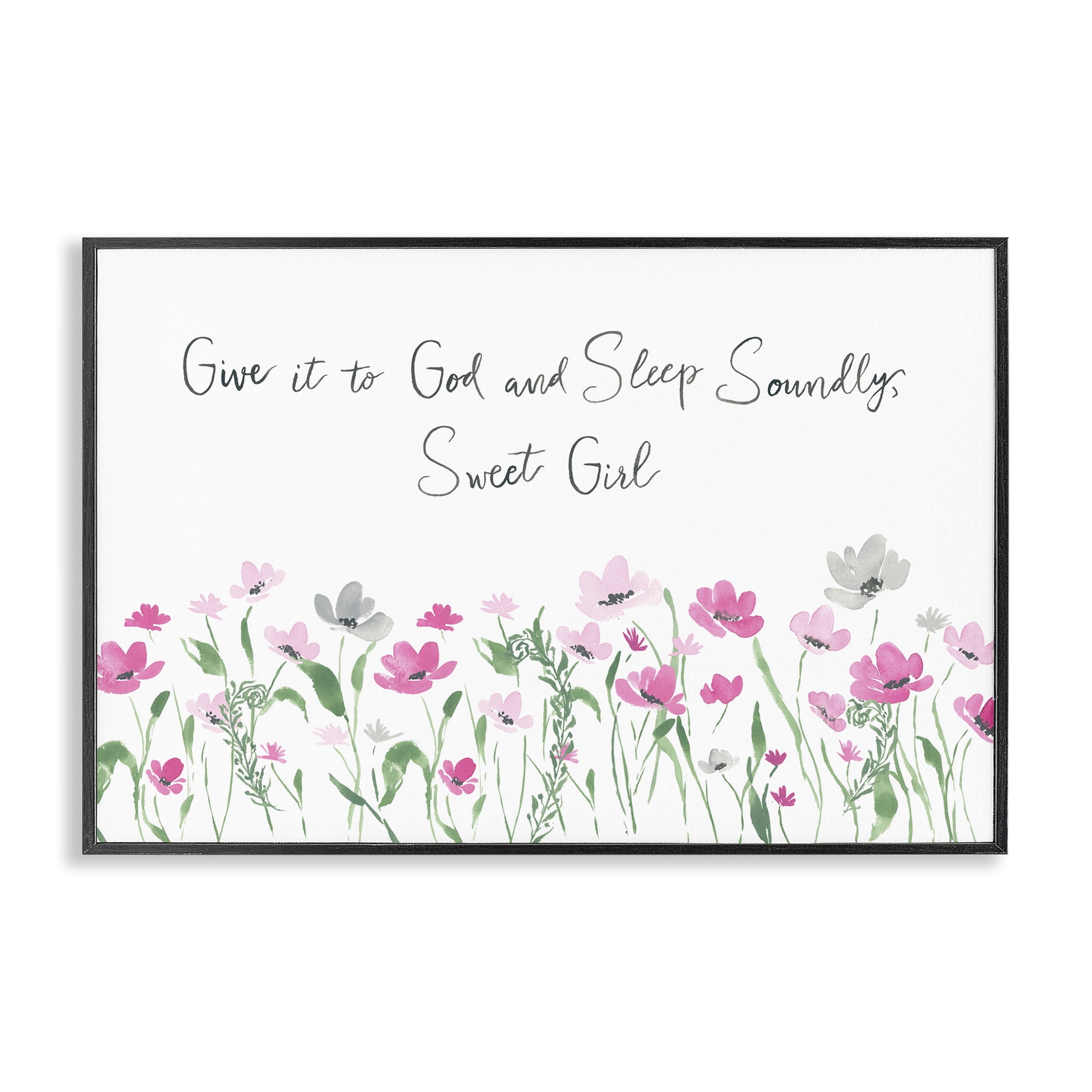 Stupell Industries Sleep Soundly Sweet Girl Plants & Flowers Painting Black Framed Art Print Wall Art, 30 x 20