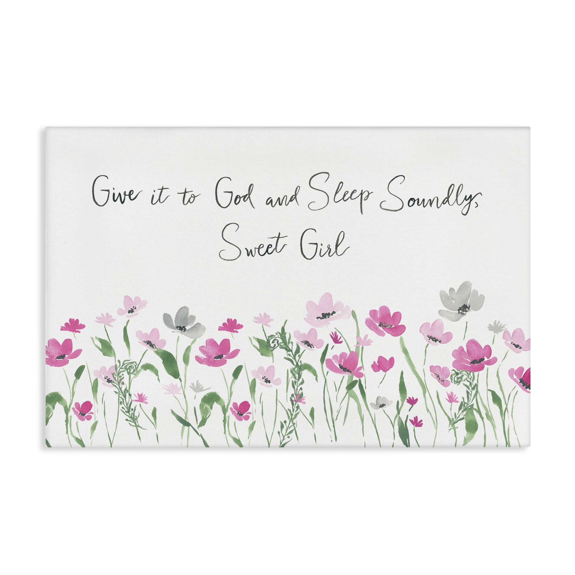 Stupell Industries Sleep Soundly Sweet Girl Plants & Flowers Painting Wrapped Canvas Art Print Wall Art, 24 x 16