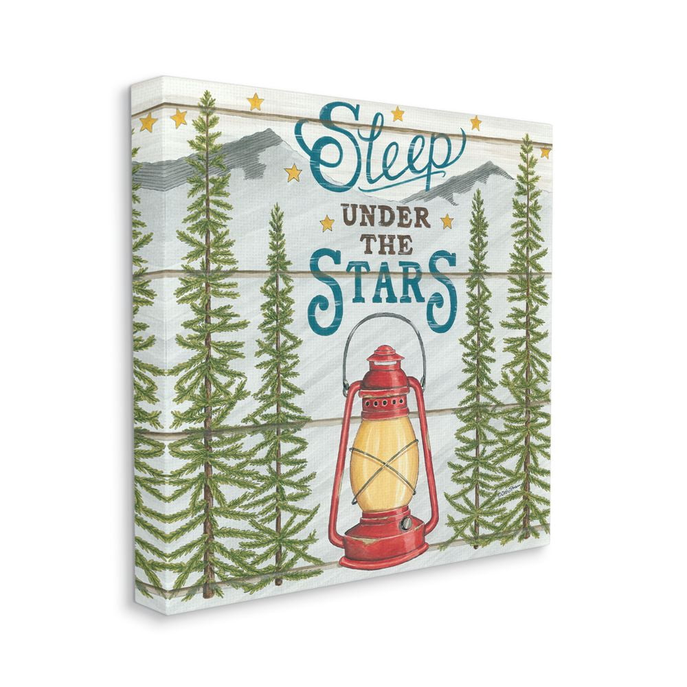 Stupell Industries Sleep Under the Stars Adventure Phrase with Lamp Designed by Deb Strain