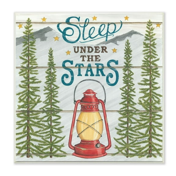 Stupell Industries Sleep Under the Stars Adventure Phrase with Lamp Designed by Deb Strain