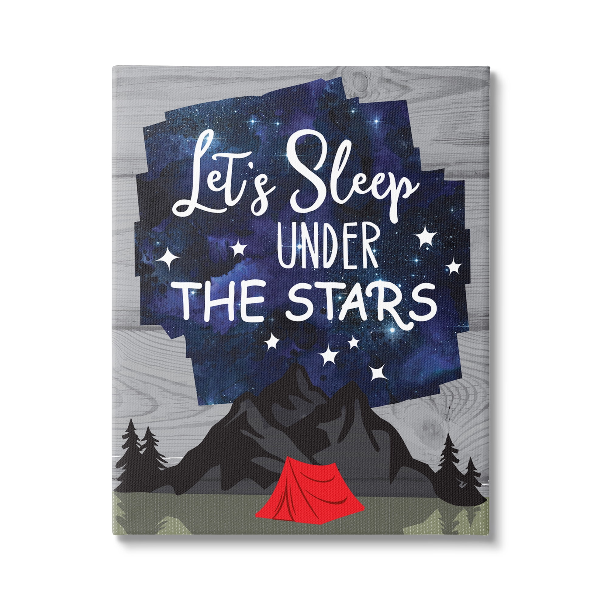 Stupell Industries Sleep Under the Stars Mountain Camping Tent Grain Pattern Canvas Wall Art, 36 x 48, Design by Linda Birtel