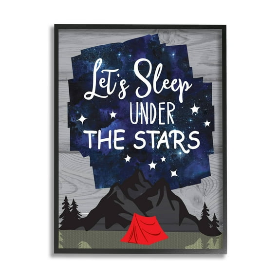 Stupell Industries Sleep Under the Stars Mountain Camping Tent Grain Pattern Framed Wall Art, 16 x 20, Design by Linda Birtel