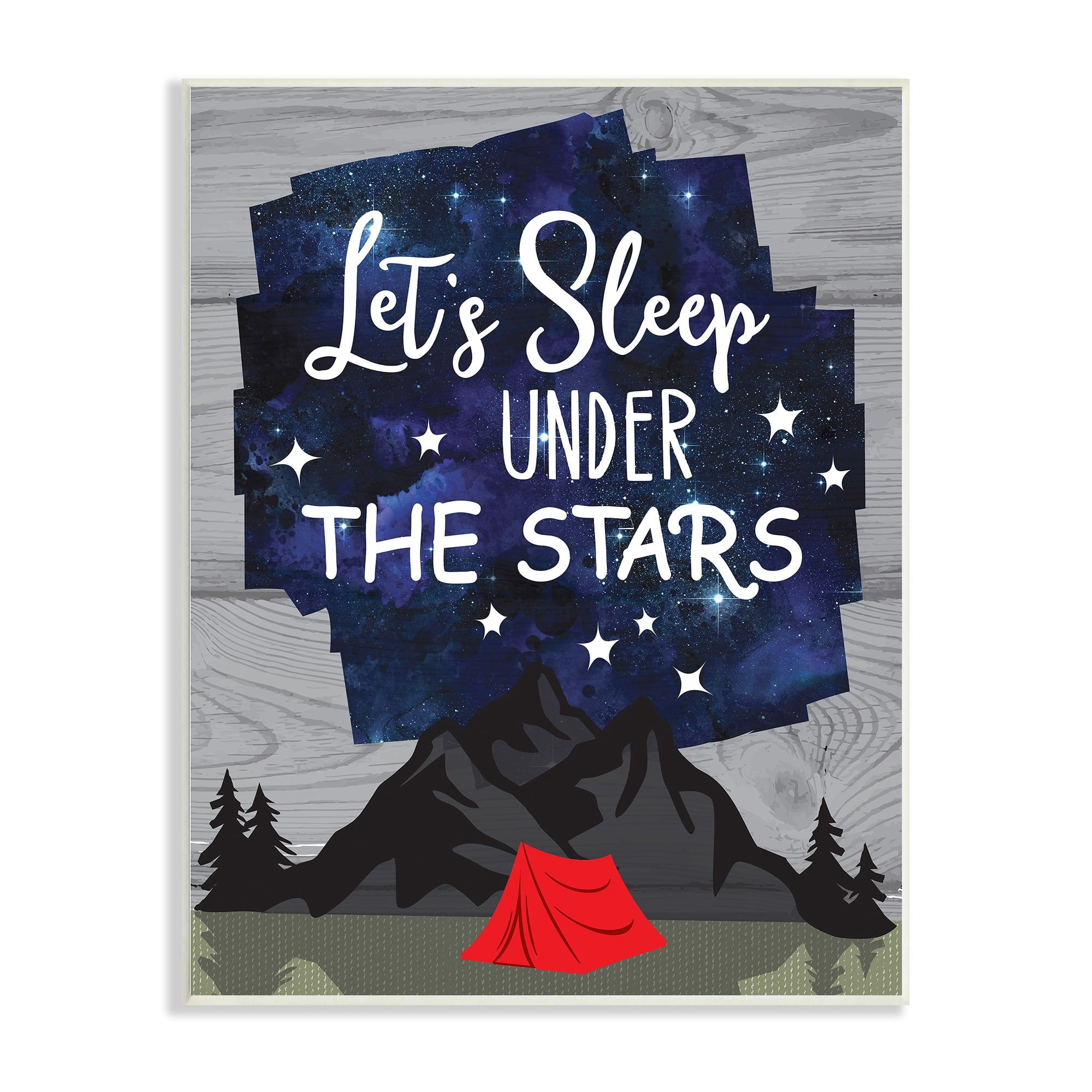 Stupell Industries Sleep Under the Stars Mountain Camping Tent Grain Pattern Wood Wall Art, 13 x 19, Design by Linda Birtel