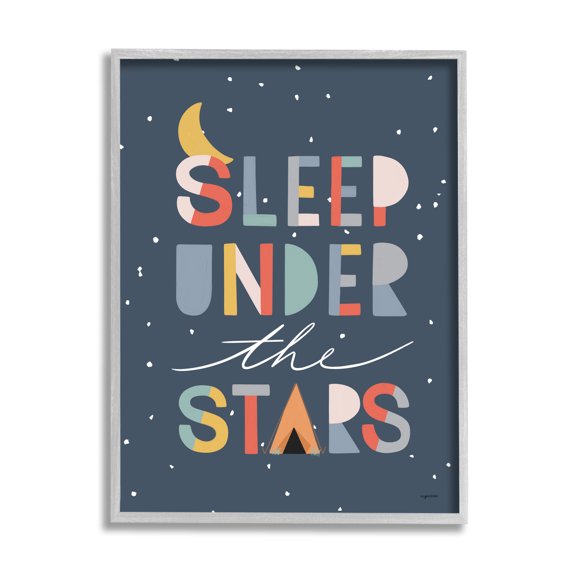 Stupell Industries Sleep Under the Stars Phrase Geometric Block Typography, 24 x 30, Design by Kyra Brown