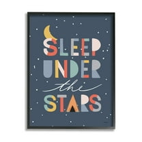 Stupell Industries Sleep Under the Stars Phrase Geometric Block Typography Inspirational Painting Black Framed Art Print Wall Art, 11 x 14