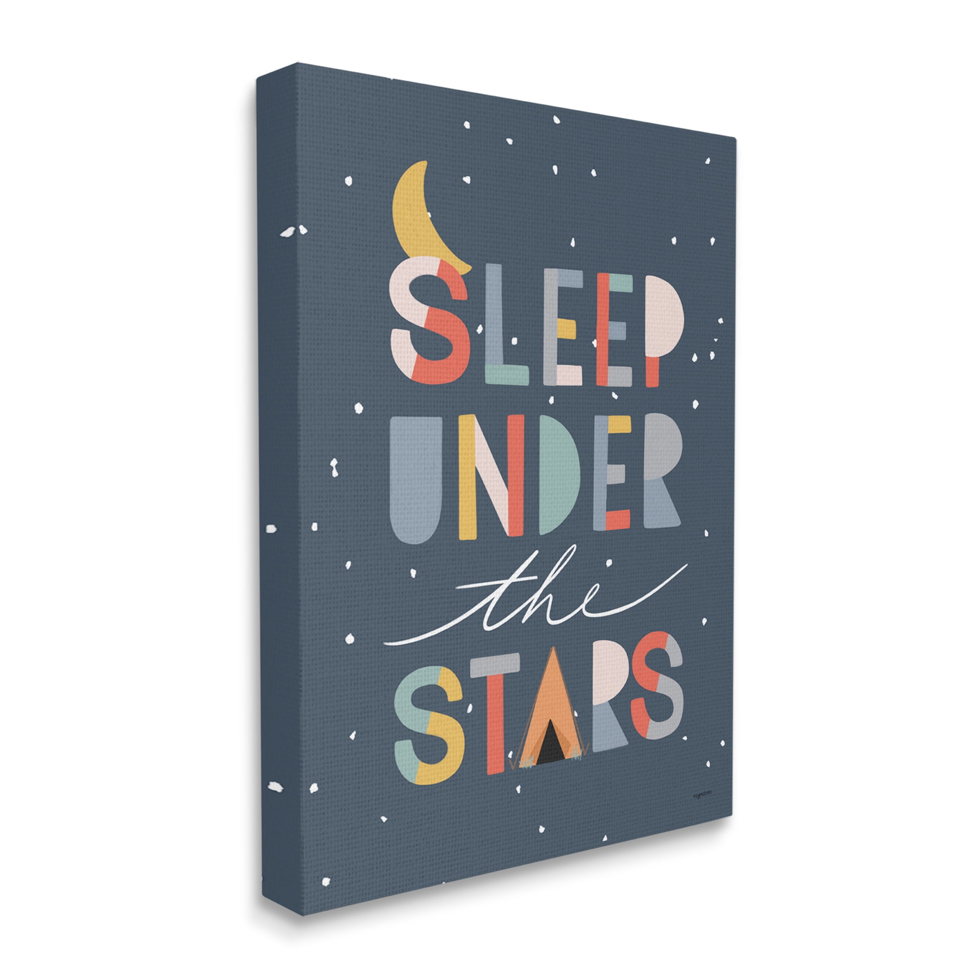 Stupell Industries Sleep Under the Stars Phrase Geometric Block Typography Inspirational Painting Gallery Wrapped Canvas Print Wall Art, 16 x 20