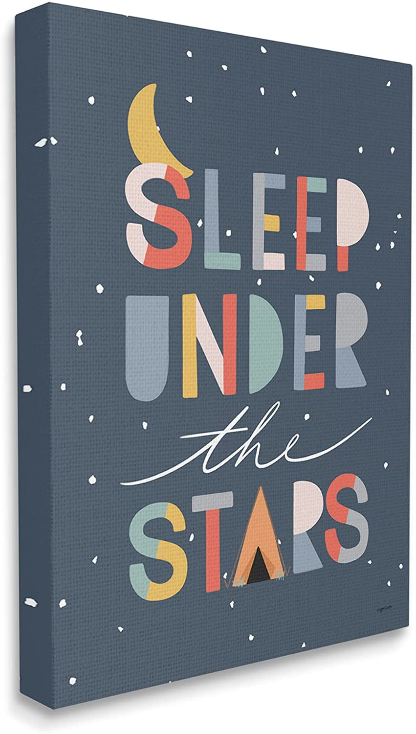 Stupell Industries Sleep Under the Stars Phrase Geometric Block Typography Inspirational Painting Gallery Wrapped Canvas Print Wall Art, 36 x 48