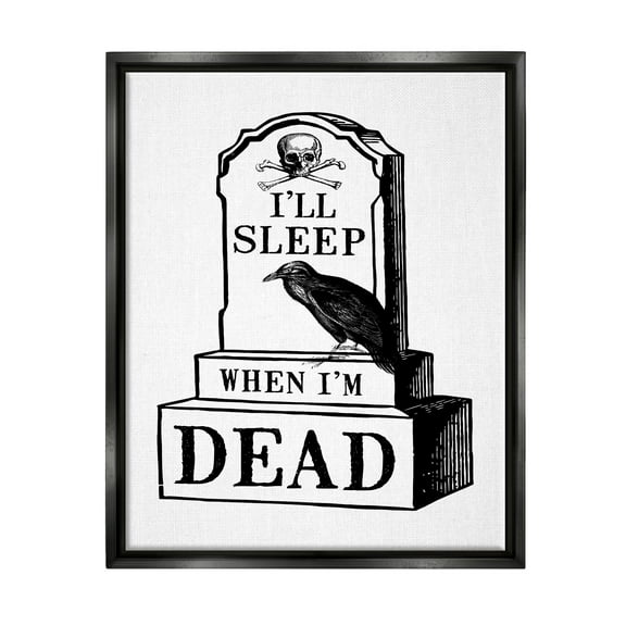Stupell Industries Sleep When Dead Phrase Holiday Painting Black Floater Framed Art Print Wall Art, 17 x 21