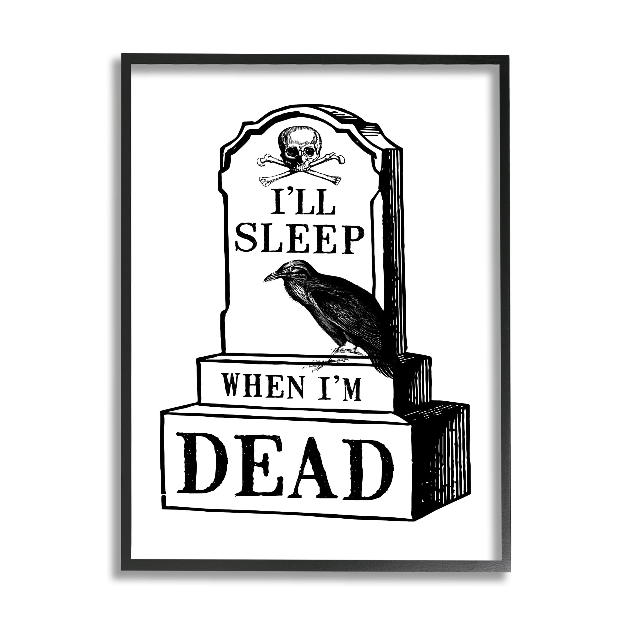 Stupell Industries Sleep When Dead Phrase Holiday Painting Black Framed Art Print Wall Art, 16 x 20