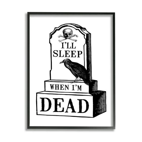 Stupell Industries Sleep When Dead Phrase Holiday Painting Black Framed Art Print Wall Art, 16 x 20