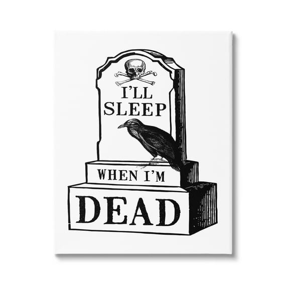 Stupell Industries Sleep When Dead Phrase Holiday Painting Gallery Wrapped Canvas Print Wall Art, 16 x 20