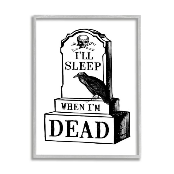 Stupell Industries Sleep When Dead Phrase Holiday Painting Gray Framed Art Print Wall Art, 24 x 30