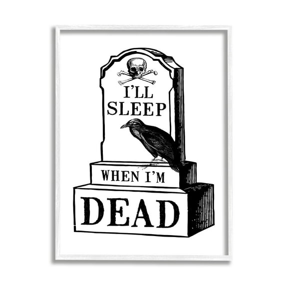 Stupell Industries Sleep When Dead Phrase Holiday Painting White Framed Art Print Wall Art, 11 x 14