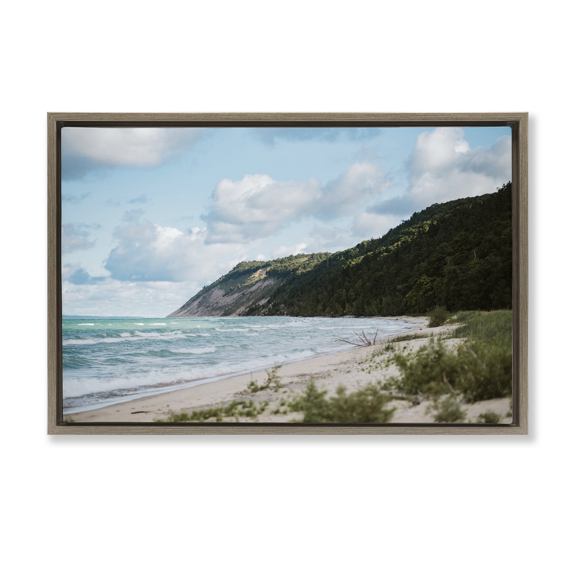 Stupell Industries Sleeping Bear Cliff Brown Framed Floater Canvas Wall Art, design by Amy Carroll