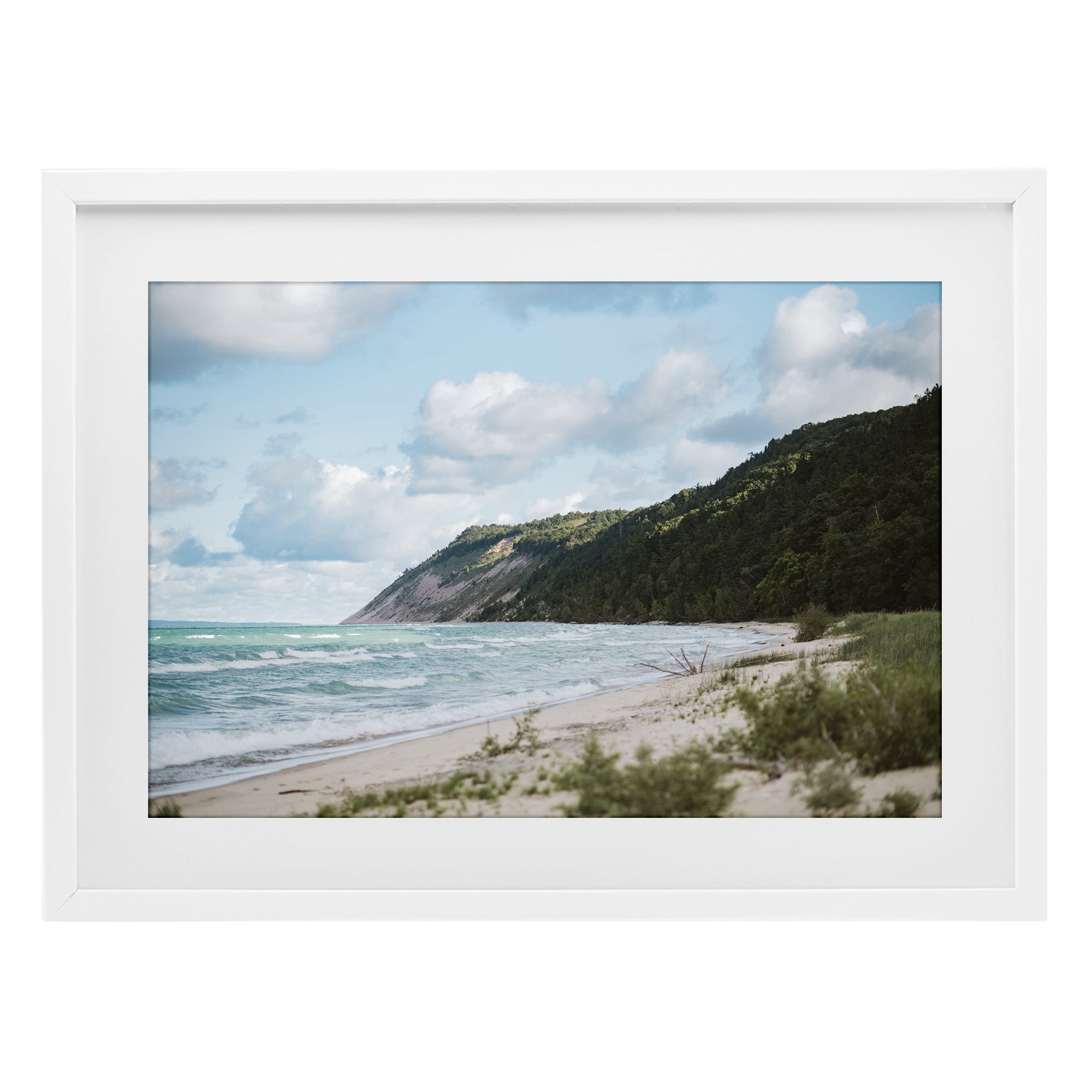 Stupell Industries Sleeping Bear Cliff White Framed Print Under Glass, design by Amy Carroll