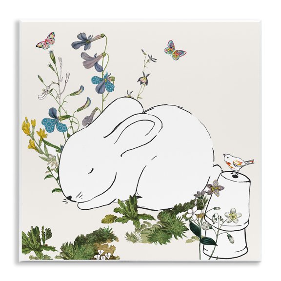 Stupell Industries Bohemian Sleeping Bunny Rabbit Soft Butterfly Garden Wall Plaque Art, 12 x 12, by Sangita Bachelet