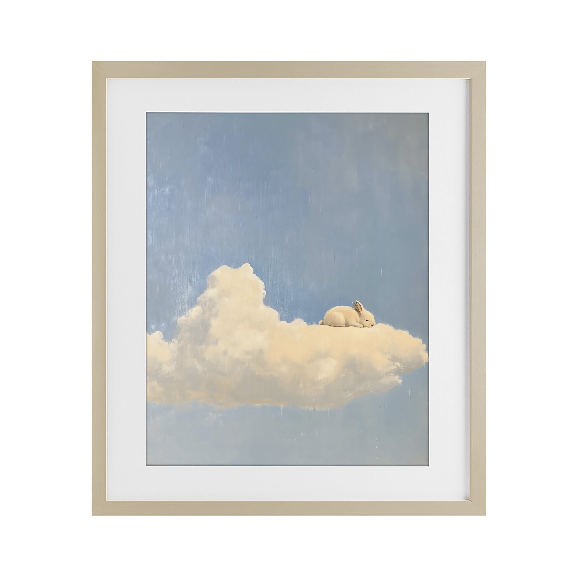 Stupell Industries Sleeping Bunny on Cloud Birch Framed Print Under Glass, design by The Prints Vibe