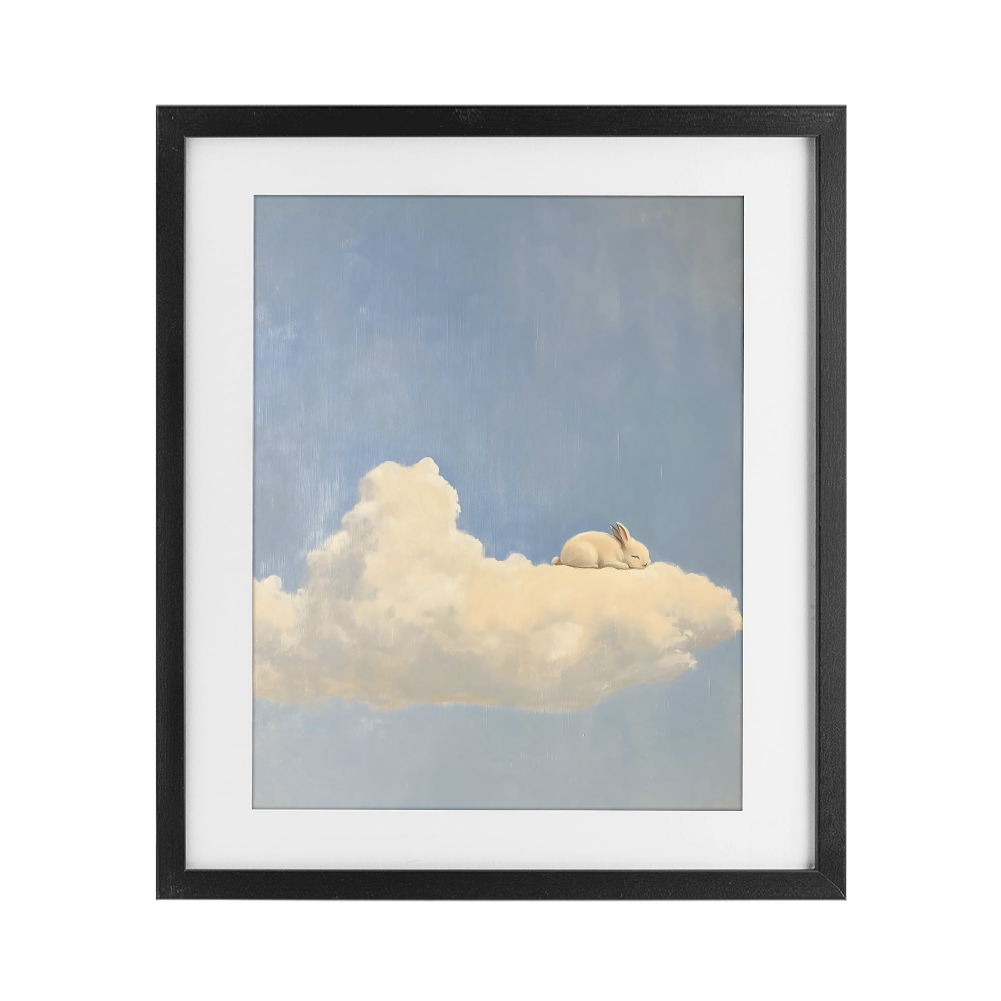 Stupell Industries Sleeping Bunny on Cloud Black Framed Print Under Glass, design by The Prints Vibe