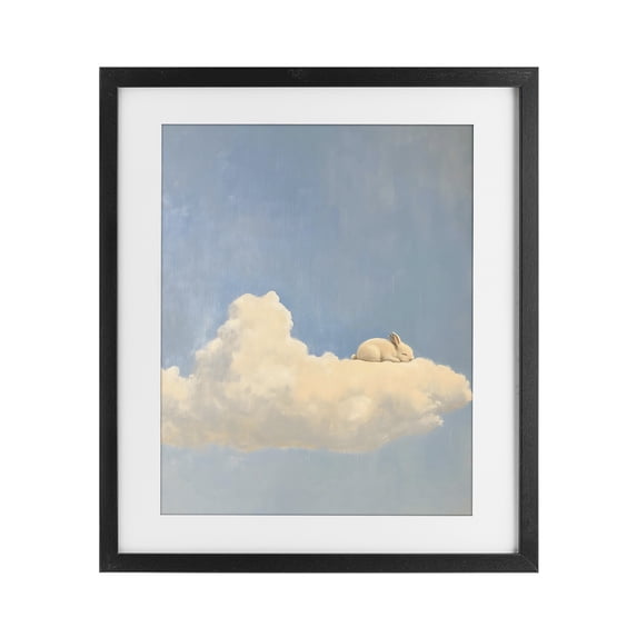 Stupell Industries Eclectic Sleeping Bunny on Cloud Black Framed Print Under Glass, 13 x 16, by The Prints Vibe