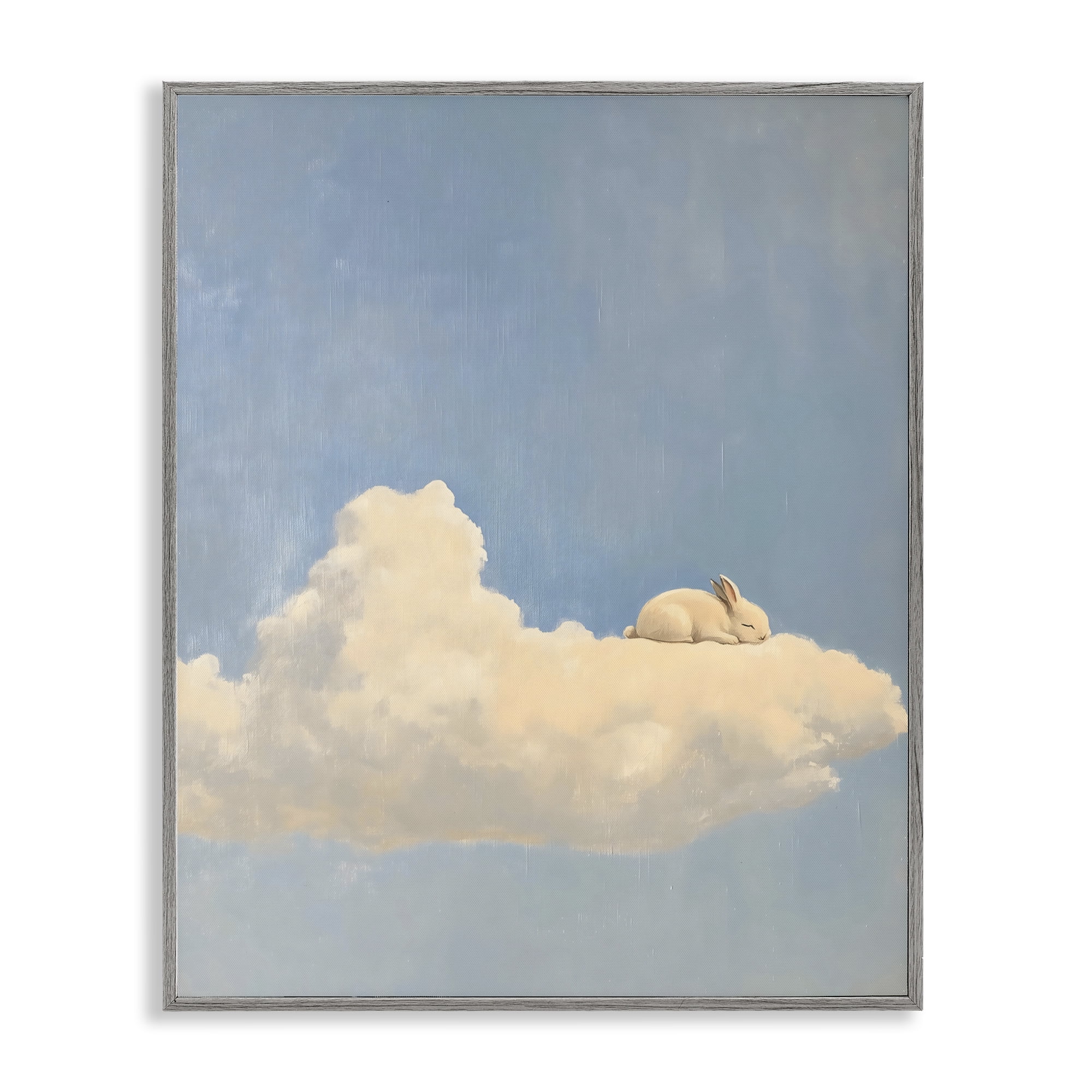Stupell Industries Sleeping Bunny on Cloud Gray Framed Giclee Art, design by The Prints Vibe