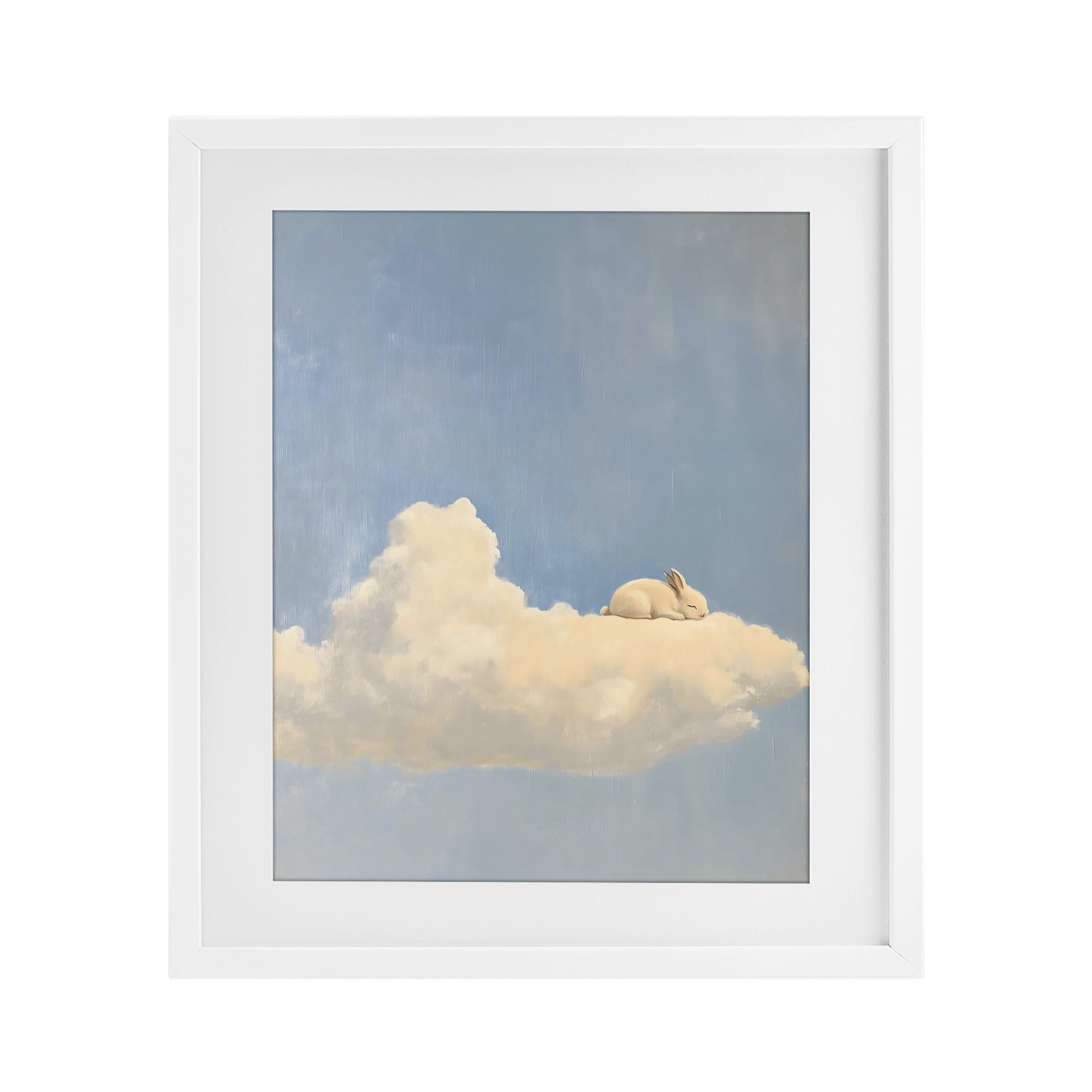 Stupell Industries Sleeping Bunny on Cloud White Framed Print Under Glass, design by The Prints Vibe