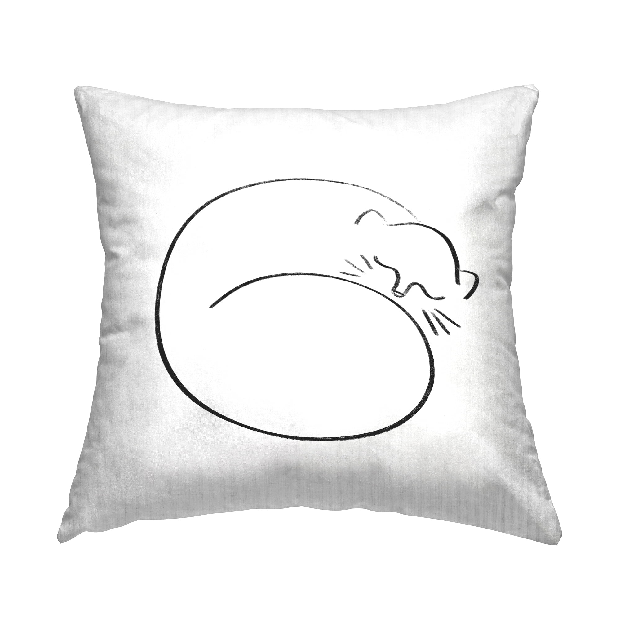 Stupell Industries Sleeping Cat Line Doodle Printed Throw Pillow Design by Lil' Rue
