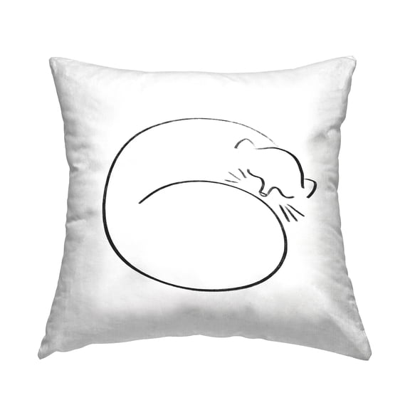 Stupell Industries Sleeping Cat Line Doodle Printed Throw Pillow Design by Lil' Rue
