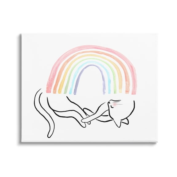 Stupell Industries Sleeping Cat Rainbow Pet Animals & Insects Painting Gallery Wrapped Canvas Print Wall Art