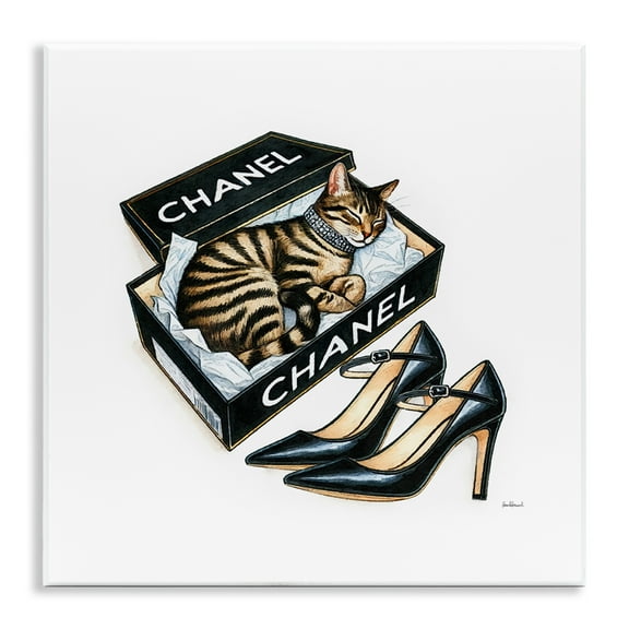 Stupell Industries Sleeping Cat in Shoe Box Animals Painting Unframed Art Print Wall Art, 12 x 12