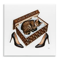 Stupell Industries Sleeping Cat in Shoebox Animals Painting Unframed Art Print Wall Art, 12 x 12